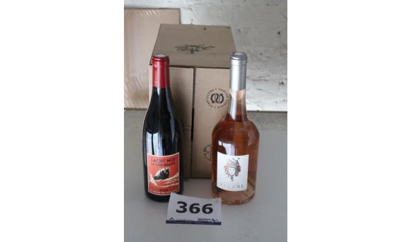 6 flessen à 75cl rosé wijn Chateau Favori 2020 plus 6 flessen à 75cl rode wijn Lache Moi La Grappe, Beaujolais, 2019
